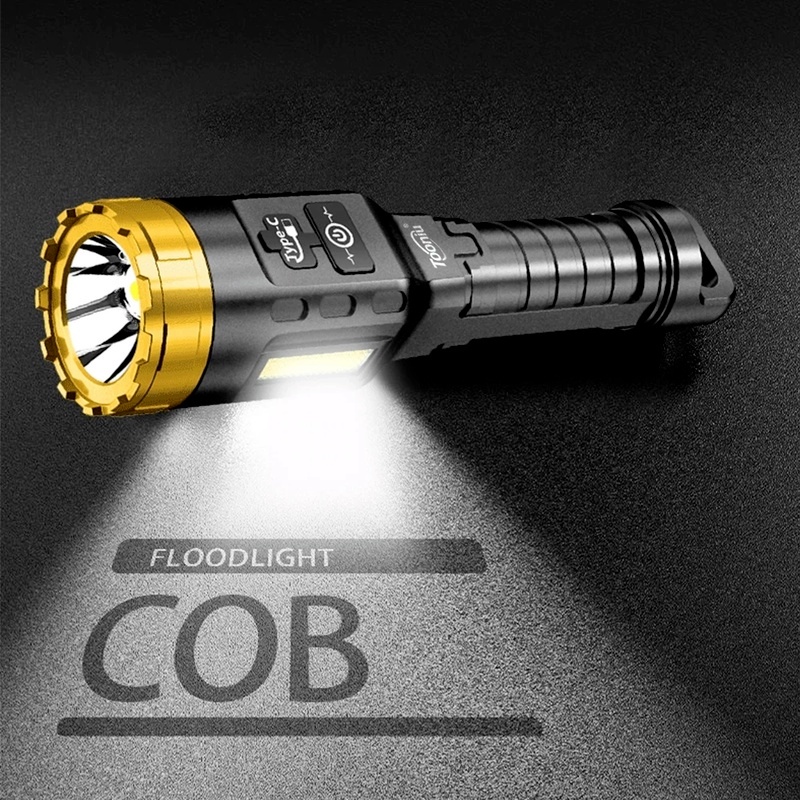 Lampu Senter LED COB Super Terang 4 Mode USB Rechargeable Portable Untuk Camping / Hiking