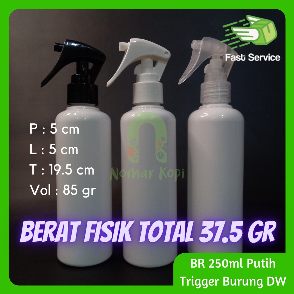 BOTOL 250ML PUTIH CANTIK TRIGGER BEBEK NECK 24 PET TEBAL SANITIZER DISINFEKTAN