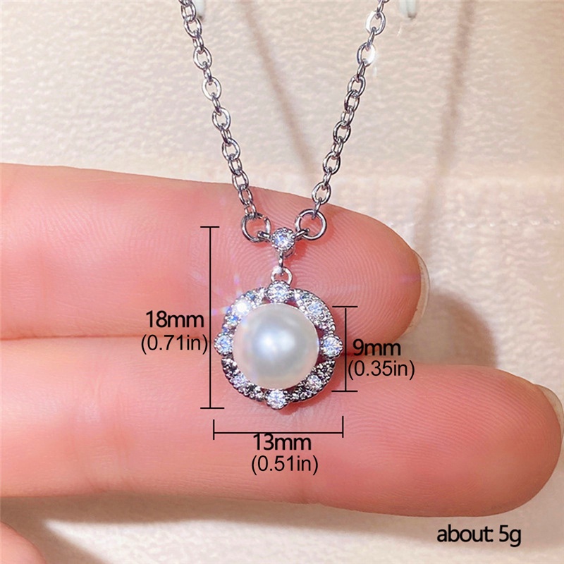 Kalung Mutiara Imitasi Hias Kristal Berkilau Untuk Wanita