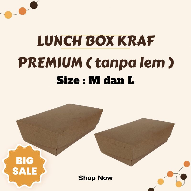 

Lunch Box Kraft ( per 50 pcs ) lunch box coklat Makan Kraft Forming Medium dan Large