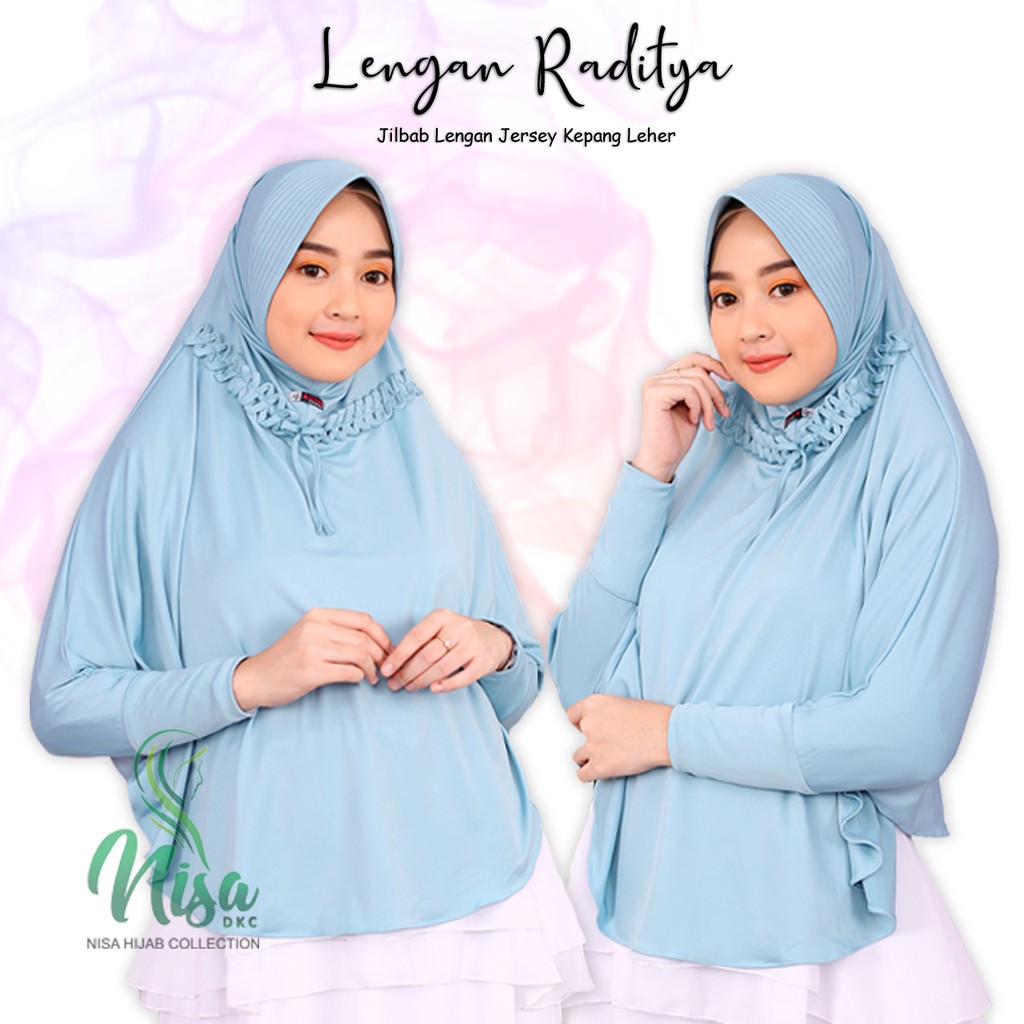 Hijab Lengan Khimar Tangan Jilbab Jersey Raditya Kepang Leher