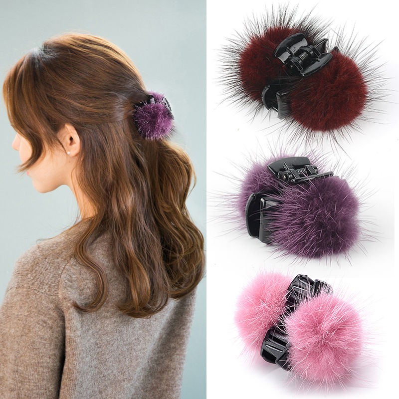 Jepit rambut pom pom  korea jedai wanita original import mode terbaru