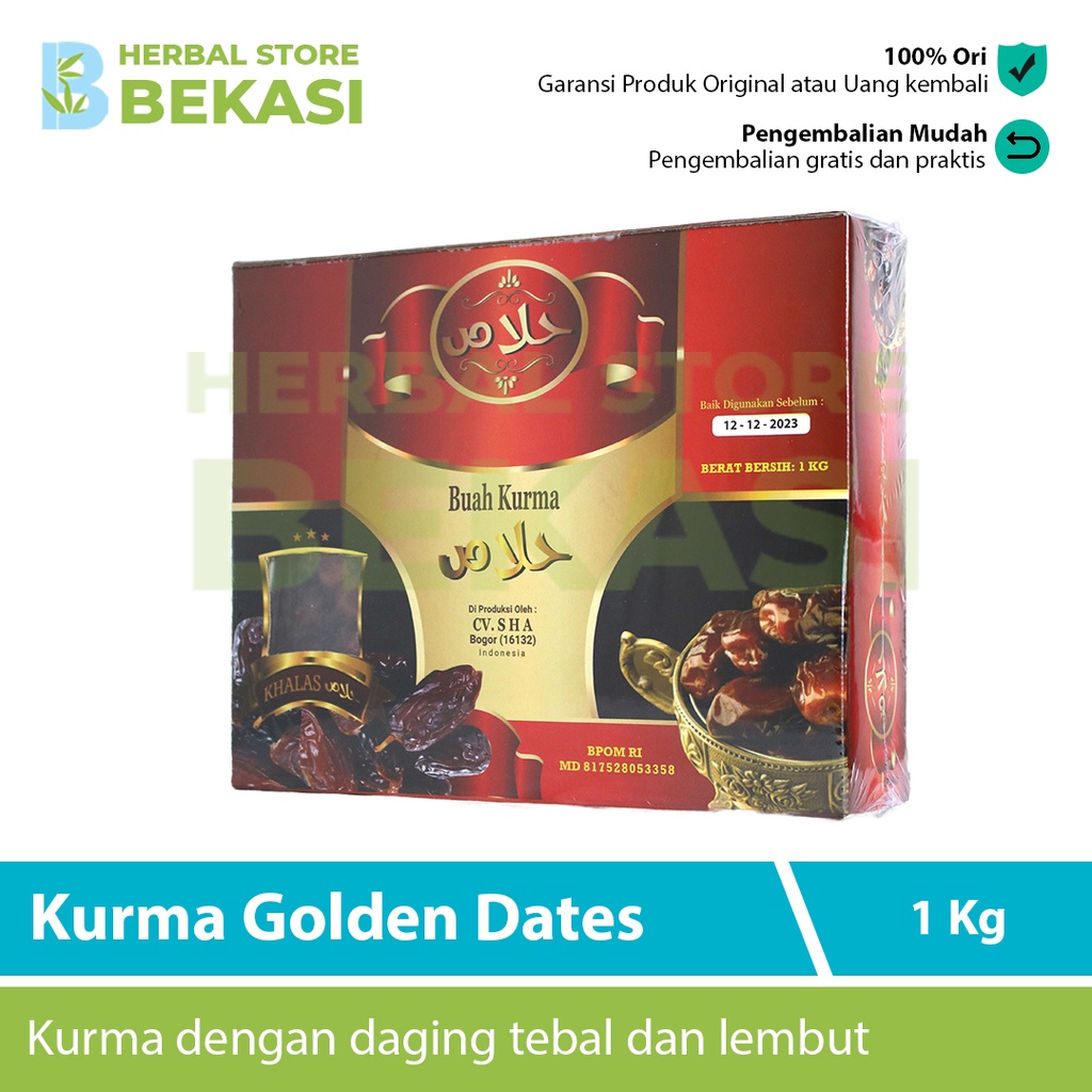 

Kurma Golden Dates 1 Kg Asli Original Murah BPOM Kurma Dengan Daging Tebal dan Manis Serta Higienis