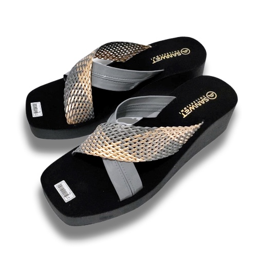 Sandal Wedges Wanita Dewasa Motif Selop Silang Model Kepang Terbaru Kren