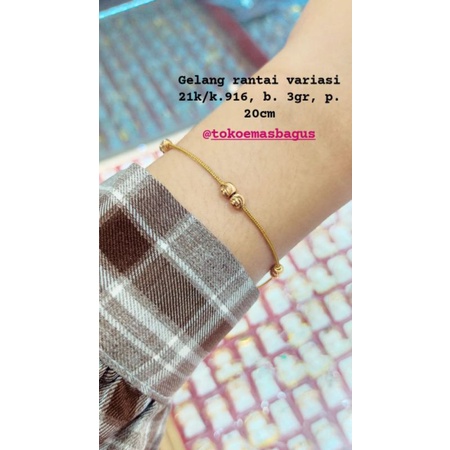 gelang rantai emas asli variasi k916/21k