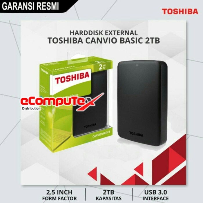 HDD EXTERNAL TOSHIBA CANVIO BASIC 2TB / HARDDISK 2 TB USB 3.0 PORTABLE GARANSI RESMI