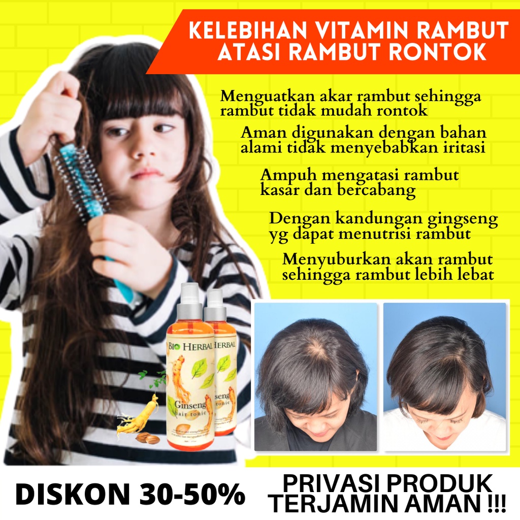 PAKET 2IN1 BIO HERBAL GINSENG PENUMBUH RAMBUT KEBOTAKAN PEMANJANG RAMBUT BIO HERBAL GINSENG &amp; HAIRTONIC BPOM ORIGINAL