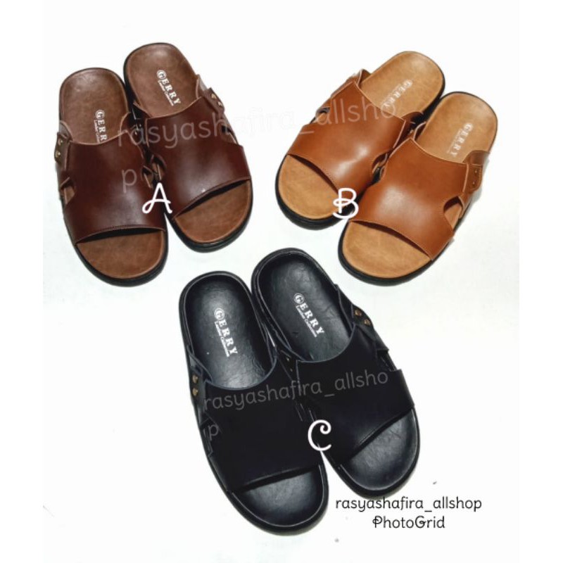 sendal kulit asli garut sendal kulit pria cowok laki-laki premium murah santai resmi lucu unik