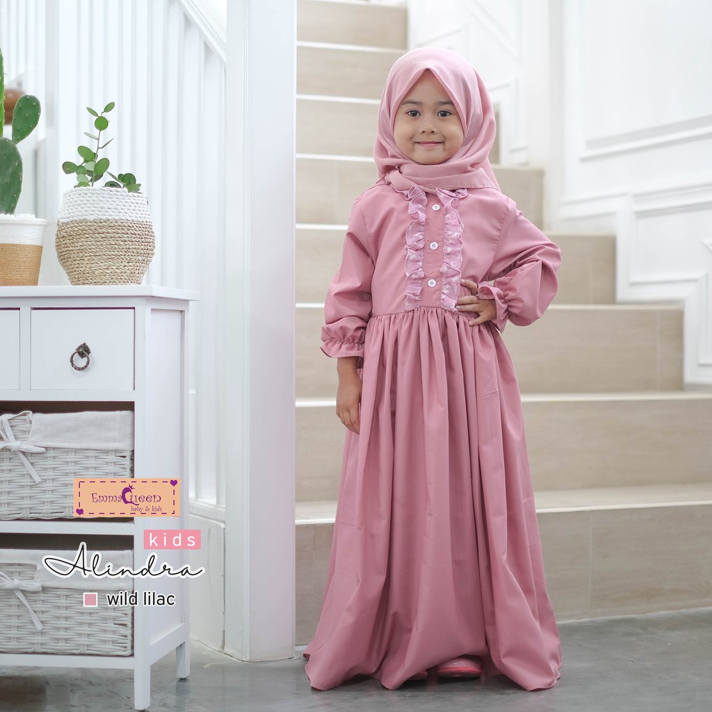 EmmaQueen - Dress Muslim Anak Alindra-Wild Lilac