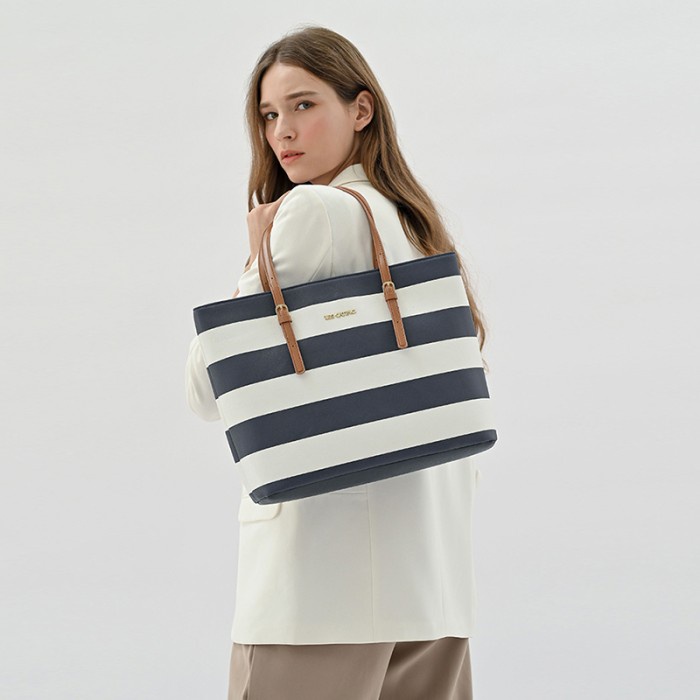 Terlaris Les Catino Micronesia Tote Navy/White