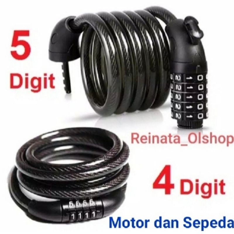 Kunci Gembok Sepeda Motor Helm Pager Kombinasi Kode Angka
