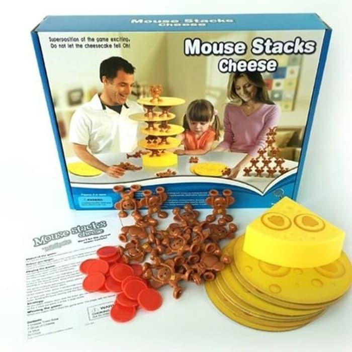 MOUSE STACK CHEESE mainan edukasi puzzle uno