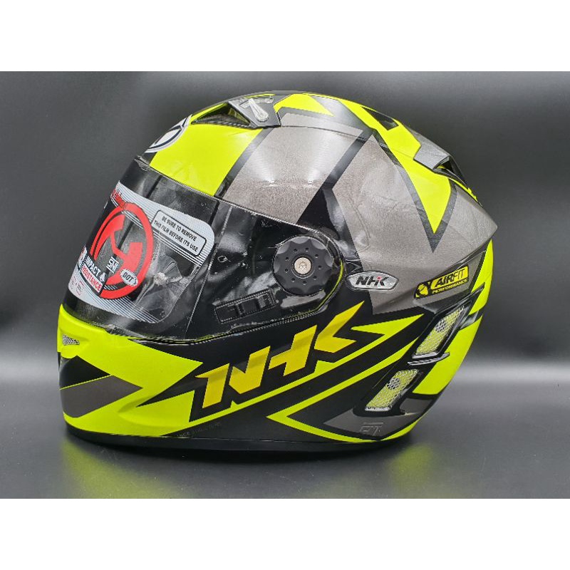 HELM FULLFACE NHK GP PRO RACE TERMINATOR D RING MOTIF- WHITE YELLOW