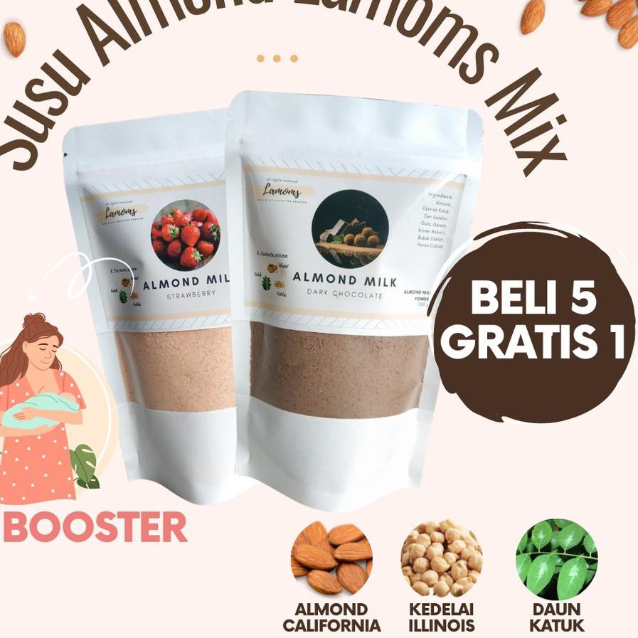 ☼ [BELI 5 GRATIS 1] LAMOMS MIX Almond Milk - 200gr - Plus Soya & Katuk Extract – Booster ASI ♪