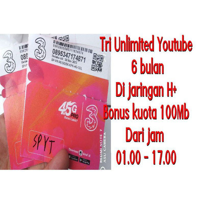 KARTU TRI UNLIMITED YOUTUBE 6 BULAN