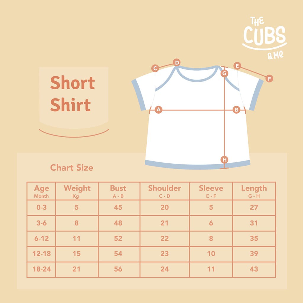 Babygiggles - THE CUBS &amp; ME Short Sleeve Shirt / Atasan Anak Unisex 0-2 Tahun