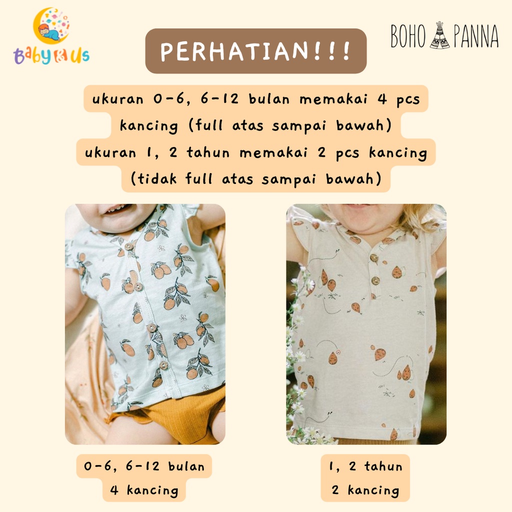 Bohopanna Ruffle Top Print  - Atasan Renda Anak Perempuan 0-6, 6-12 bulan, 1, 2 tahun Boho Baby Bohobaby