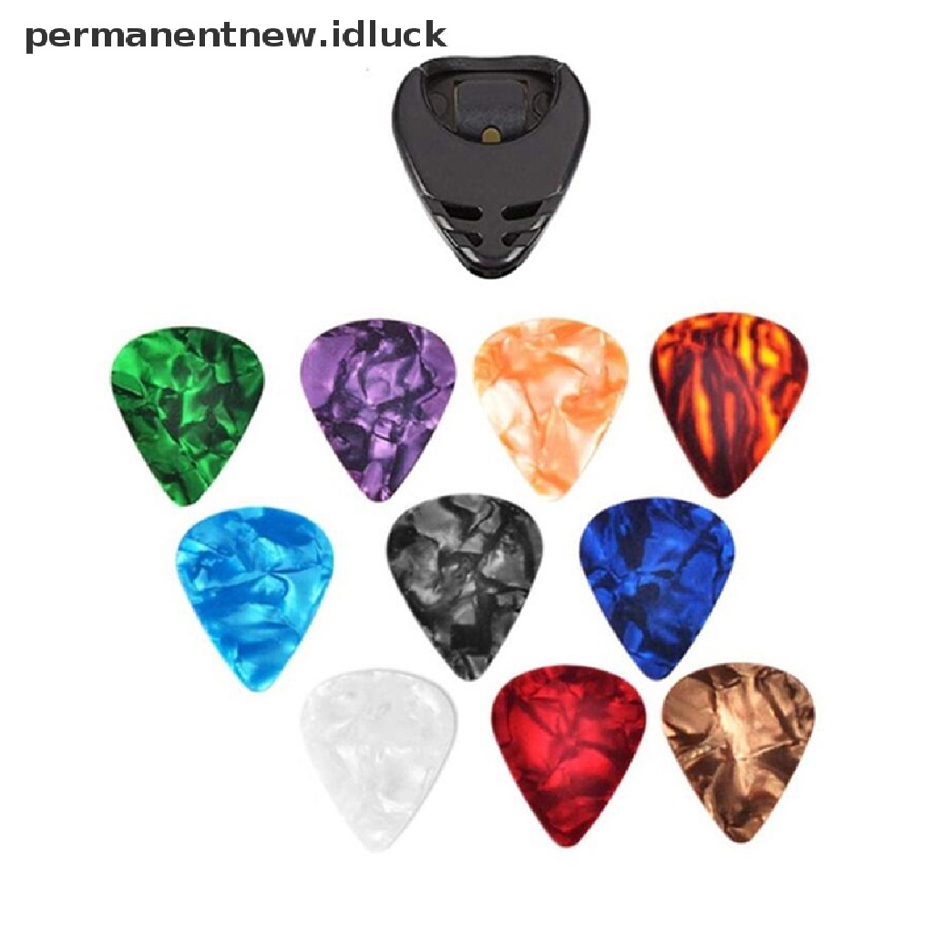 10 Pcs Plectrums 1 Pick Holder Celluloid Warna-Warni Untuk Gitar Akustik Elektrik