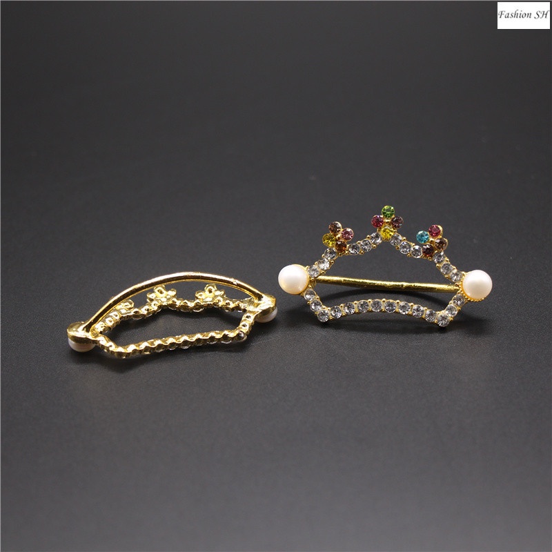 Bros Bentuk Mahkota Bahan Alloy Dengan Mutiara Untuk Scarf M40248