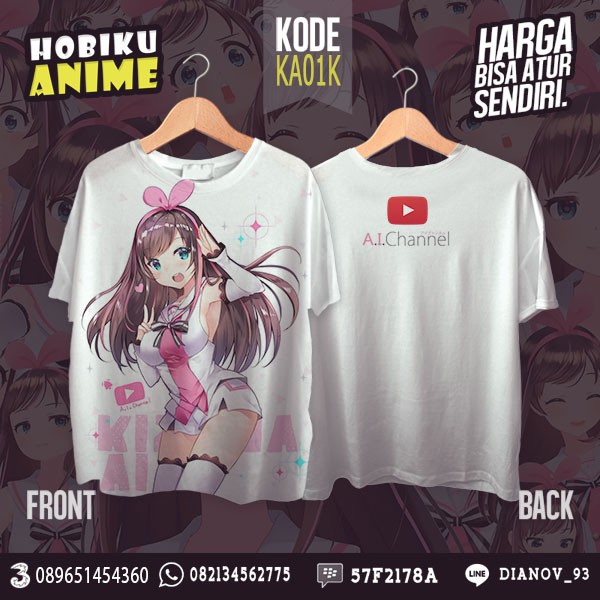 Kaos Kizuna Ai Chan, Lengan Panjang/Pendek, Youtuber, Hobiku Anime