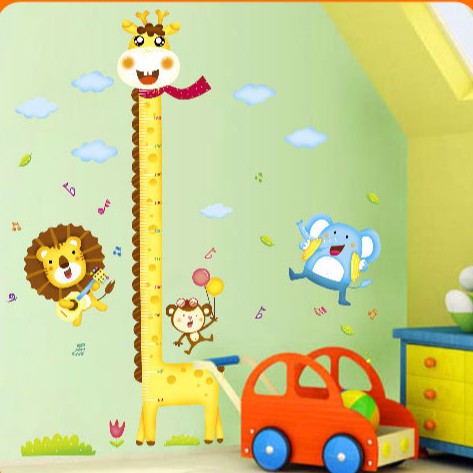 RELIZA WALL STICKER PENGUKUR TINGGI BADAN JERAPAH ANIMAL GROW UP STIKER DINDING XY 1105