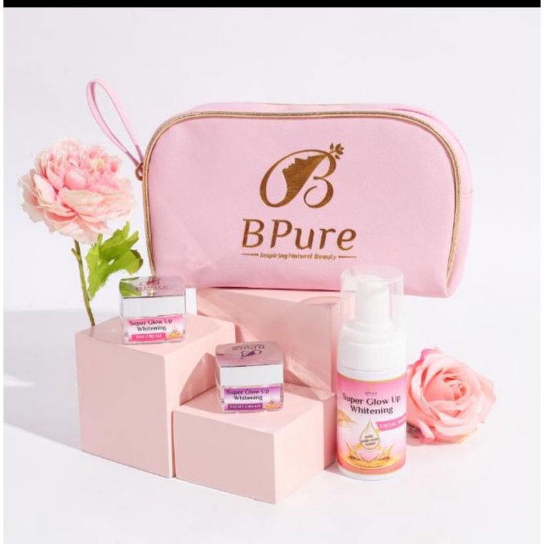 Paket Glowing | Whitening | Skincare BPure | Krim Pagi | Krim Malam | Pembersih Wajah | Zamzam | bpu