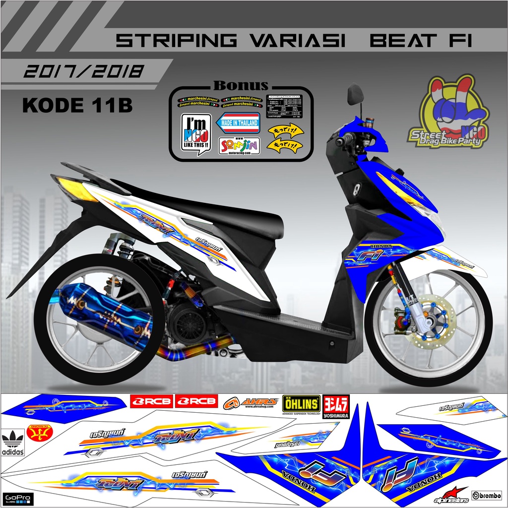 Striping Beat 2017-2019 Variasi Stiker Motor Beat Kode 11