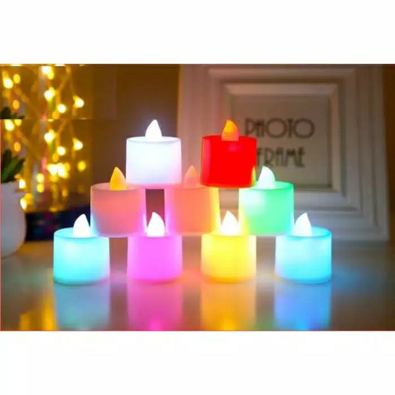 Lampu lilin LED mini nyala warna warni elektrik rgb rainbow kedap kedip lampu hias tidur dekorasi