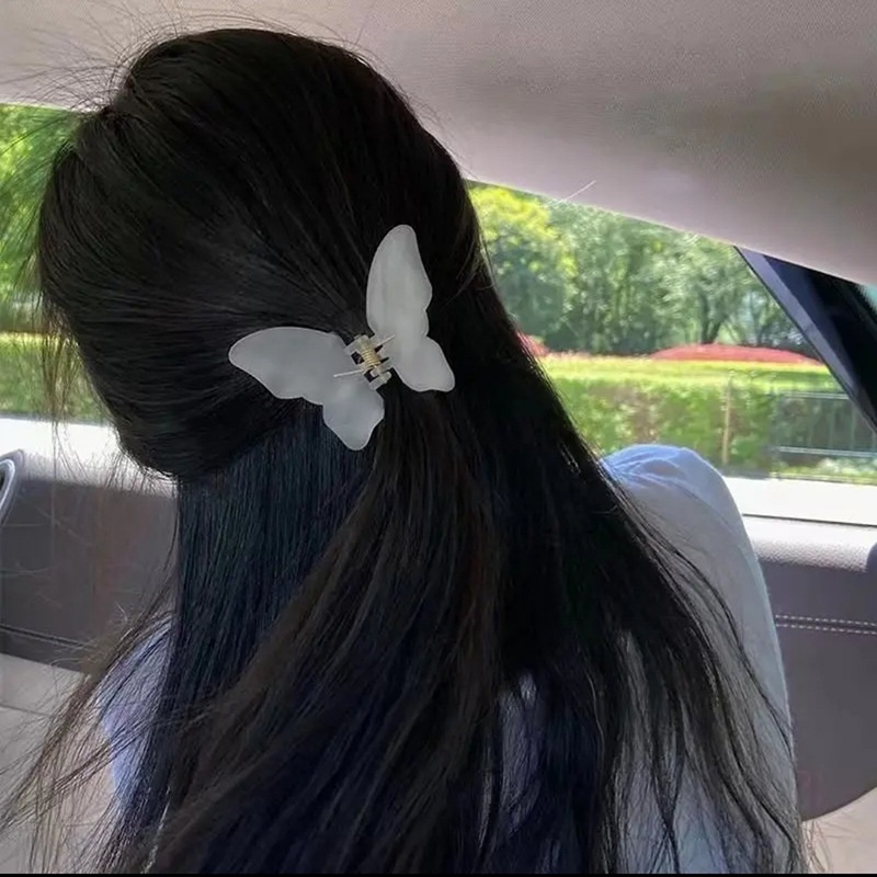 FAIRY FROSTED BUTTERFLY KOREAN HAIR CLAW JAW CLIPS MINI SMALL JEPIT JEPITAN BADAI JEDAI KLIP RAMBUT KUPU-KUPU KUPU KUPU KECIL KOREA WANITA WOMEN THICK HAIR ACCESSORIES CLUTCHER CLIP ACRYLIC SOLID COLOR MEDIUM HAIRCLIP