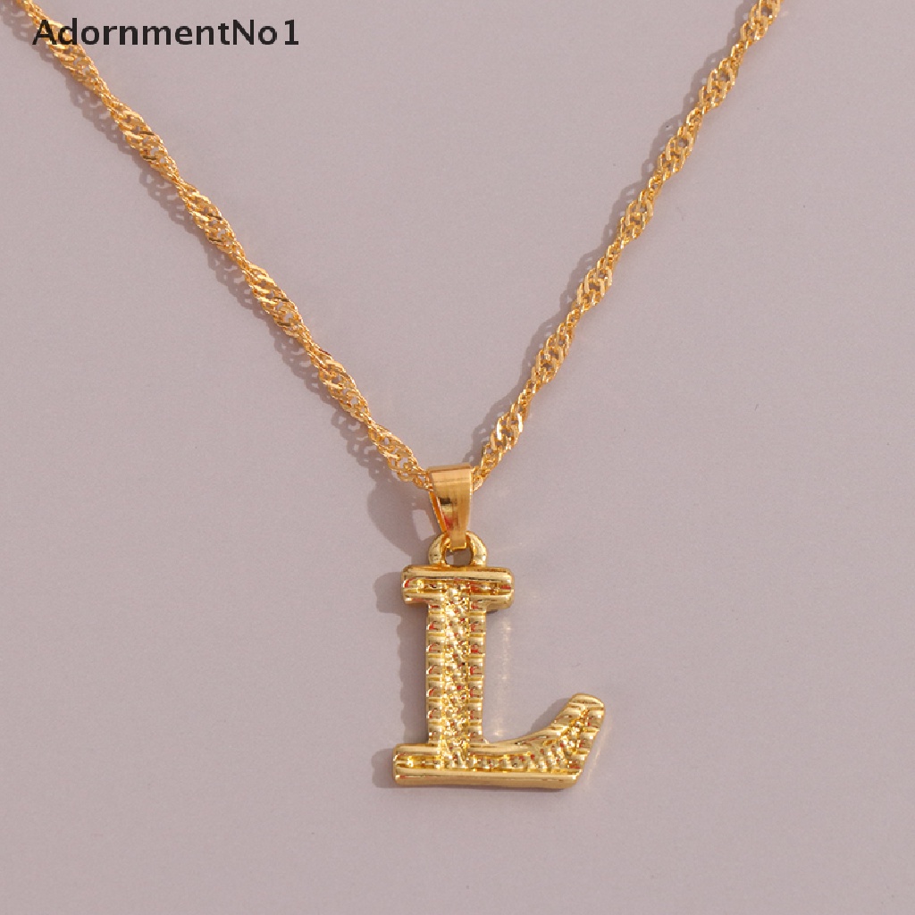 (AdornmentNo1) 1pc Kalung Rantai Dengan Liontin Huruf A-Z Bahan stainless steel Untuk Pria / Wanita