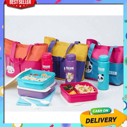 Kotak Makan Anak Anti Tumpah Lunch Box 3 Sekat Lucu Box Bekal Nasi Bento Untuk Perempuan Laki Laki C