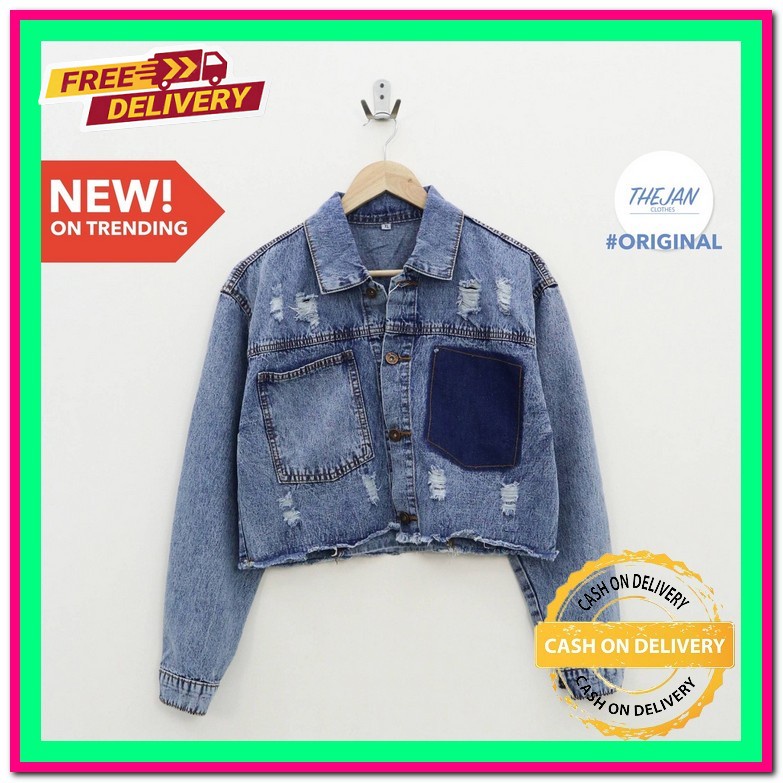 Jaket Wanita Jeans Oversize Import Jins Jacket Lepis Cewek Jumbo Gh864 Jaket Jeans Oversize Crop Jes