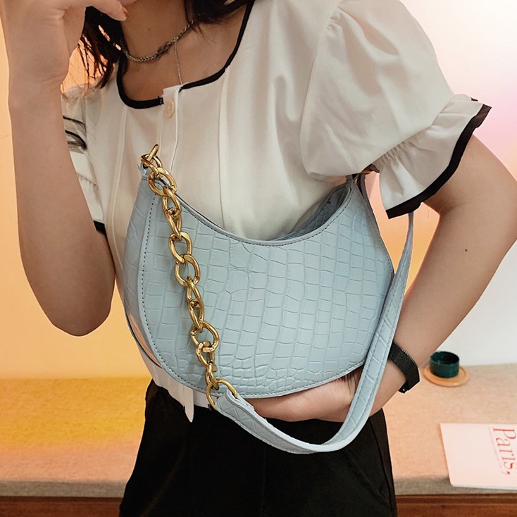 Shoulder Bag Croco Elegan Untuk Wanita Rantai Korean Fashion / Tas Bahu Croco Import