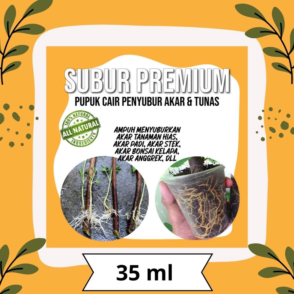SUBUR PREMIUM 35ML / Obat Pupuk Organik Penyubur Pelebat Akar & Tunas Gemuk Super Aktif Eco Farming 