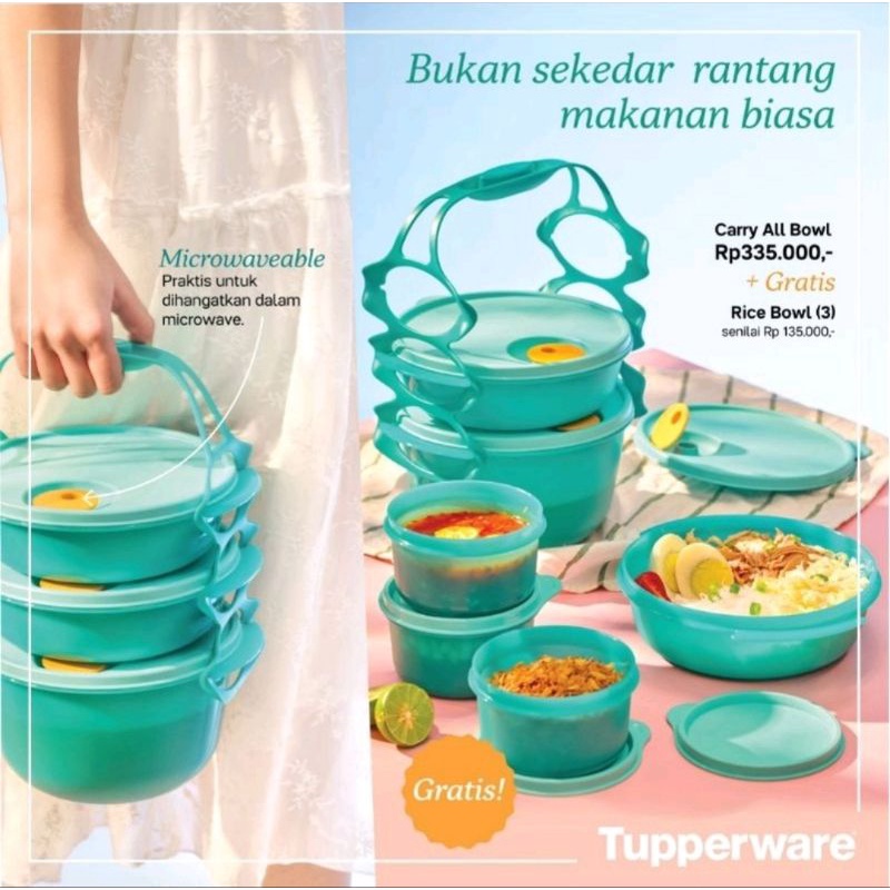 PROMO GIFT BOWL  Tupperware Carry All Bowl Set - Tosca // Microwaveable Rantang Susun 3 Bawa Bekal P