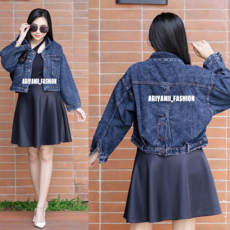 ARN - JAKET JEANS WANITA NAYRA CROP JAKET DENIM OVERSIZE MODEL ZARA BARU MURAH KEKINIAN JACKET JINS MEIZIA KOREAN GIRLS REPUBLIC Style