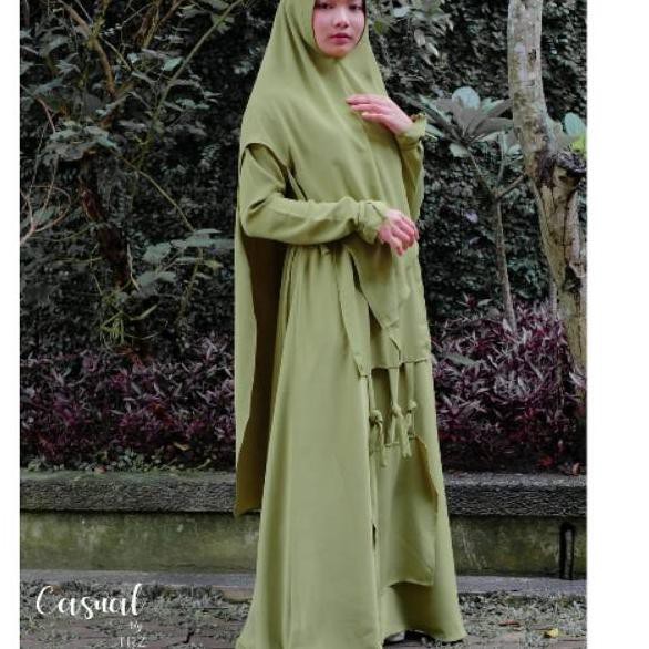 ❗COD✔️ - Gamis Syari Set Casual TRZ "Clover" (Dress + Khimar)