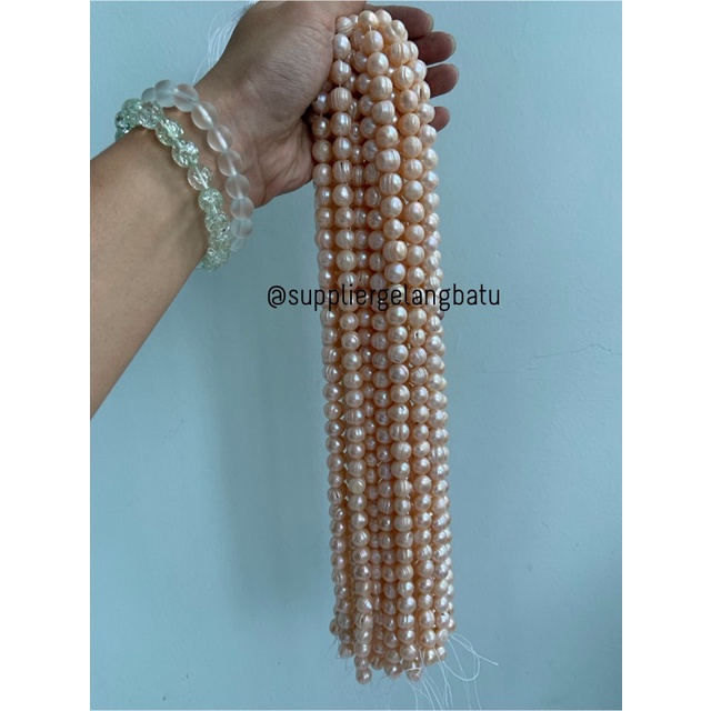 Bahan Mutiara Air Tawar Barok / Baroque PEACH 10 x 18mm Bulat pearl