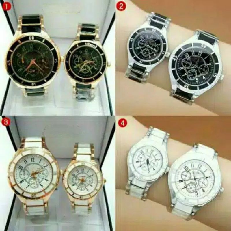 Jam Tangan Pria/Wanita Stainliss Steel Crono Off Strap Rantai Mika Steel CC-20