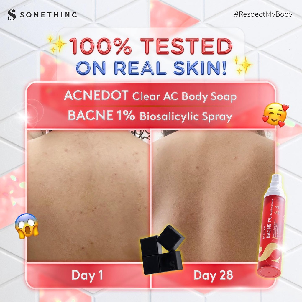 SOMETHINC Bacne 1% Biosalicylic Spray | SOMETHINC Acnedot Clear AC Body Soap