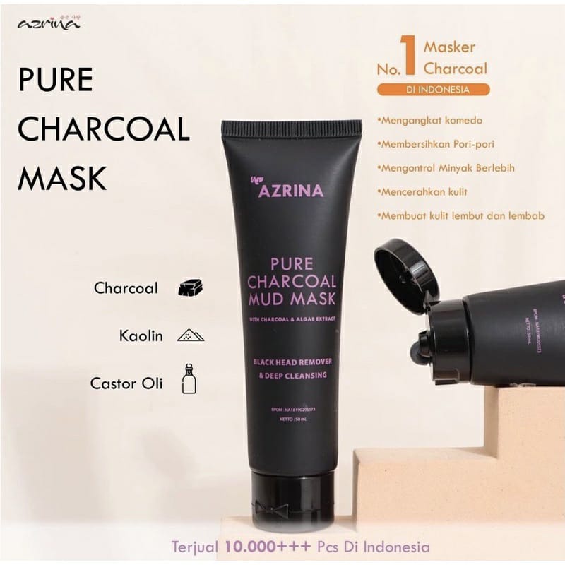 AZRINA PURE CHARCOAL MUD MASK  / MASKER AZRINA PURE CHARCOAL