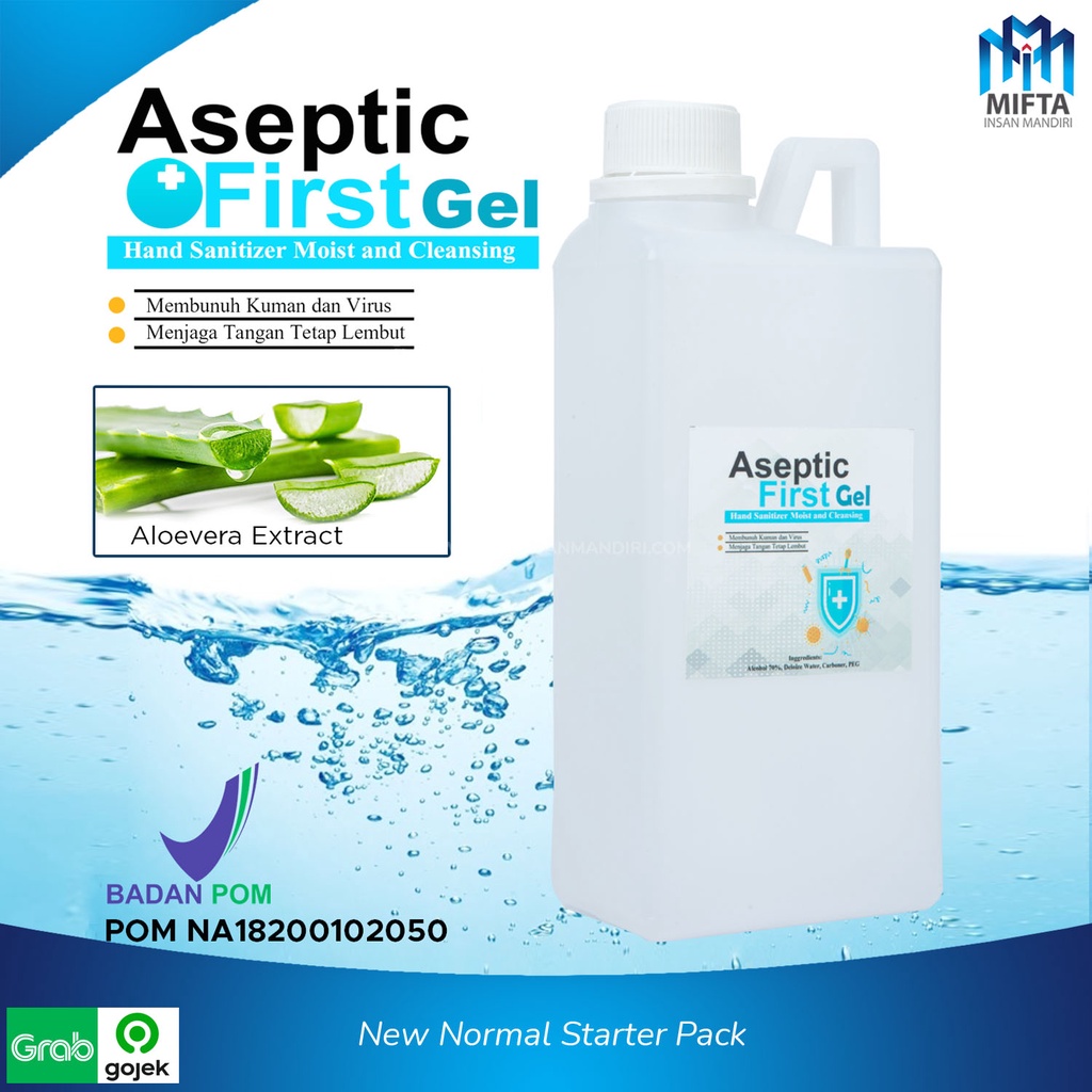 HAND SANITIZER GEL 1 LITER / ASEPTIC FIRST GEL 1000ML / HAND SANITIZER