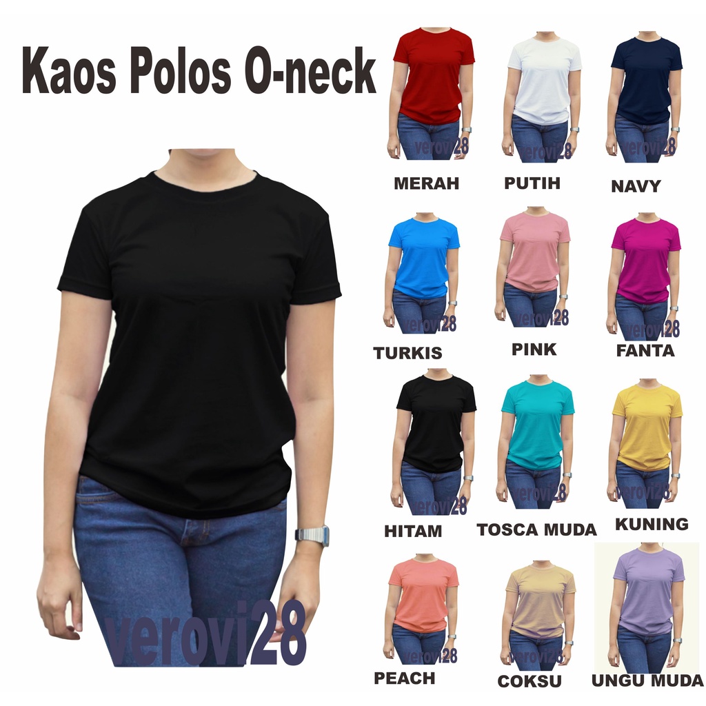 Kaos Polos Polos Murah Murah Ply Katun Combed Atasan Wanita O Neck Lengan Pendek