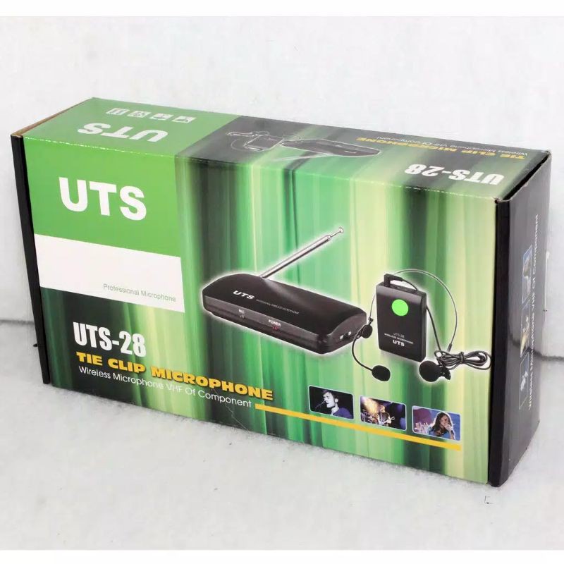 mic wireless UTS 28 clip on jepit + headset mic