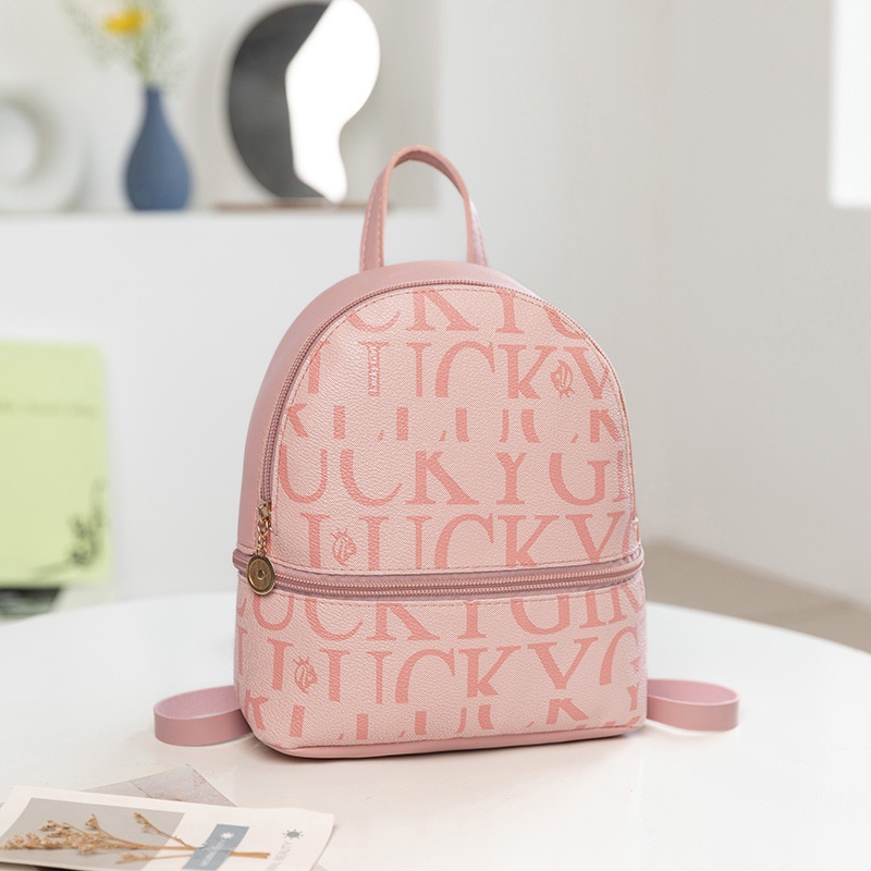 GrosirMart Tas Ransel Korea Wanita Woman Rancel Bag Motif Lucky Girl Kulit Ransel Mini Fashion A17