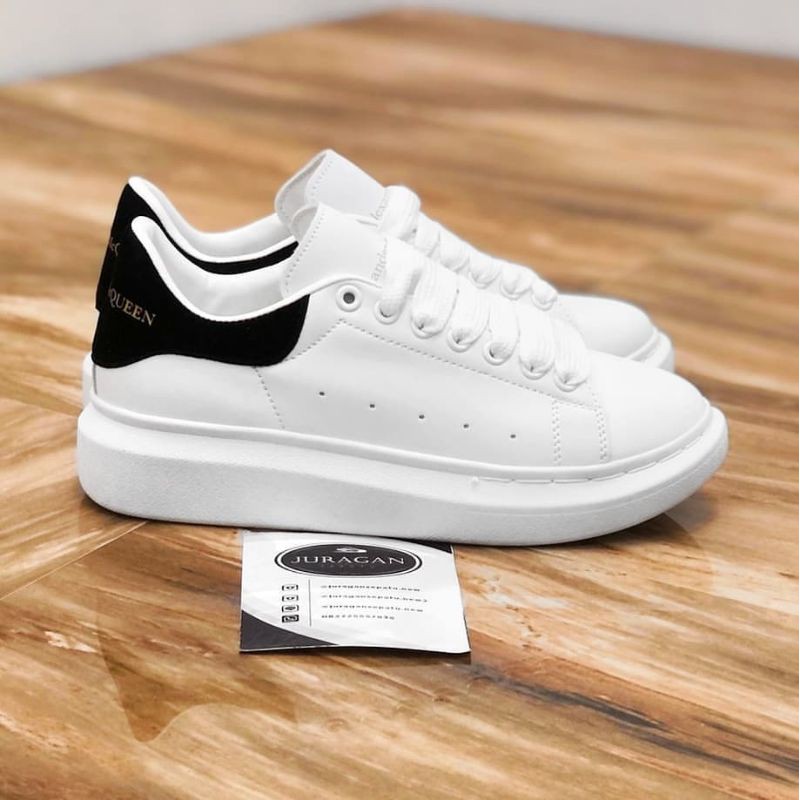 Alexander McQueen Leather Sneakers &quot;White Black&quot;