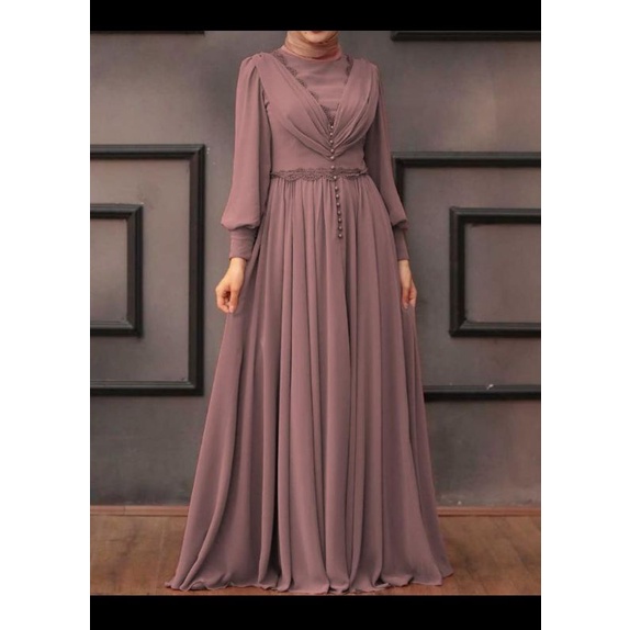 Kinan maxy Mareda Uwais - Gamis maxy Ceruty Babydoll mix Renda