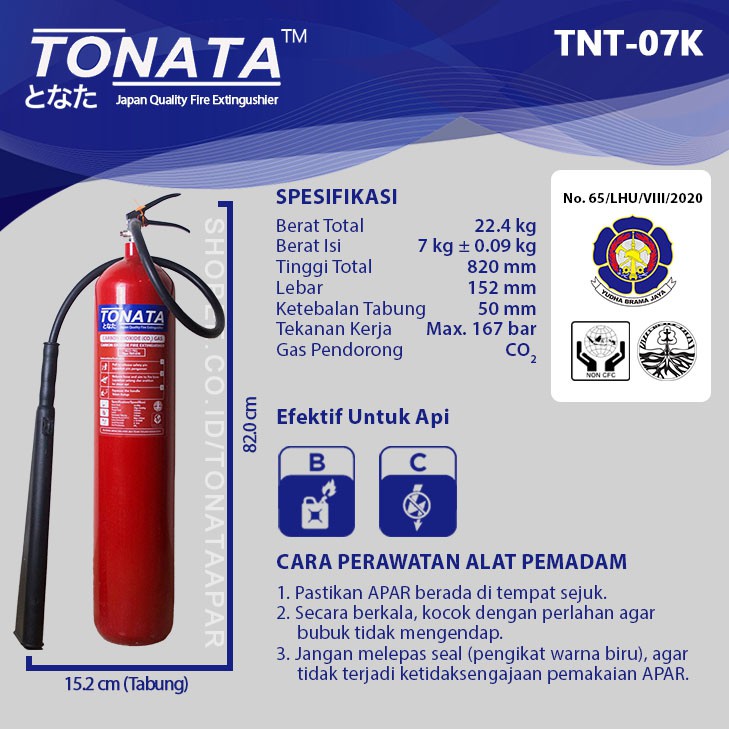 APAR 7KG Karbondioksida (CO2) TONATA / Set Komplit