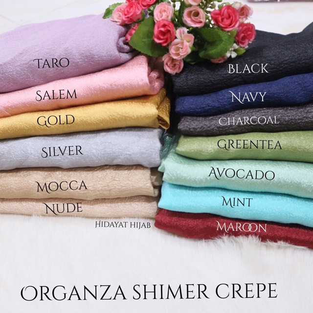 Segi Empat Organza Shimer/Hijab Pesta/Segi Empat Glowing