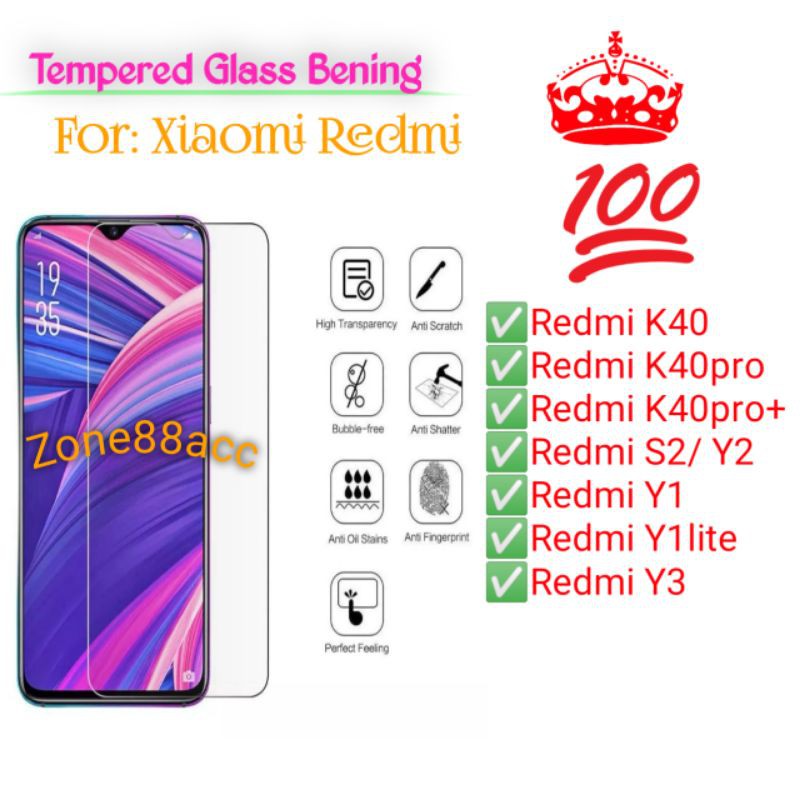 Redmi K40 K40Pro plus S2 Y1 Y1Lite Y2 Y3 Antigores Bening Screen Guard protector TG